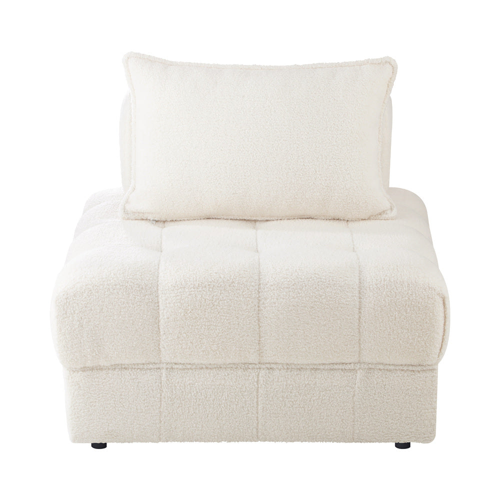 Oikiture 2 Seater Boucle Modular Sofa Lounge Chair Armless White-Armchair-PEROZ Accessories