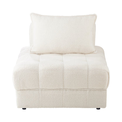 Oikiture 2 Seater Boucle Modular Sofa Lounge Chair Armless White-Armchair-PEROZ Accessories
