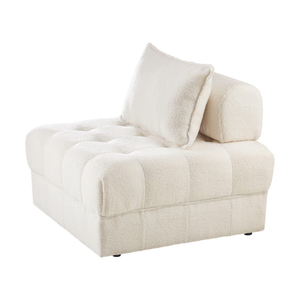Oikiture 2 Seater Boucle Modular Sofa Lounge Chair Armless White-Armchair-PEROZ Accessories