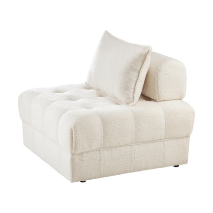 Oikiture 4 Seater Boucle Modular Sofa Lounge Chair Armless White-Armchair-PEROZ Accessories