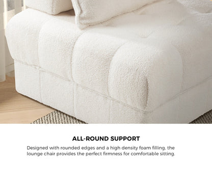 Oikiture 4 Seater Boucle Modular Sofa Lounge Chair Armless White-Armchair-PEROZ Accessories