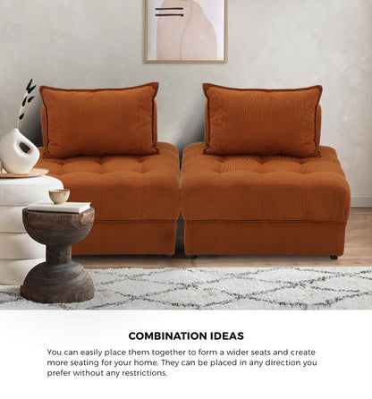 Oikiture 2 Seater Velvet Modular Sofa Lounge Chair with Backrest Brown-Armchair-PEROZ Accessories