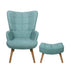Oikiture 3x Armchair Lounge Chair Ottoman Fabric Sofa Blue-Armchair-PEROZ Accessories