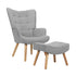 Oikiture 2x Armchair Lounge Chair Ottoman Fabric Sofa Grey-Armchair-PEROZ Accessories