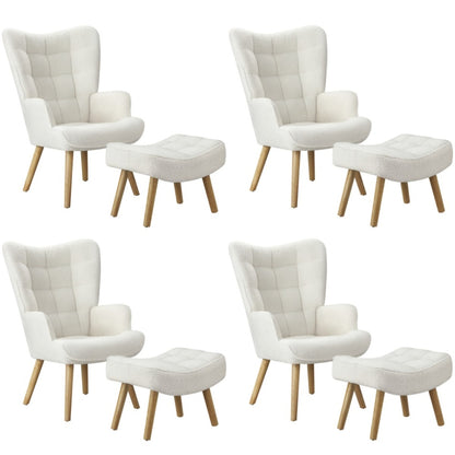 Oikiture 4x Armchair Lounge Chair Ottoman Sherpa Sofa White-Armchair-PEROZ Accessories