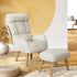 Oikiture Armchair wit Stool, Home Lounge with 360¡ Swivel Seat and 145¡ Recline Beige-Armchairs-PEROZ Accessories