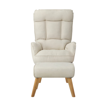 Oikiture 2x 360 Swivel Recliner Armchair Lounge with Stool Beige-Armchair-PEROZ Accessories