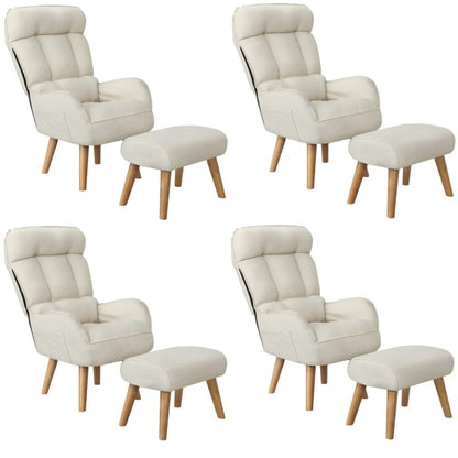 Oikiture 4x 360 Swivel Recliner Armchair Lounge with Stool Beige-Armchair-PEROZ Accessories