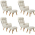 Oikiture 4x 360 Swivel Recliner Armchair Lounge with Stool Beige-Armchair-PEROZ Accessories