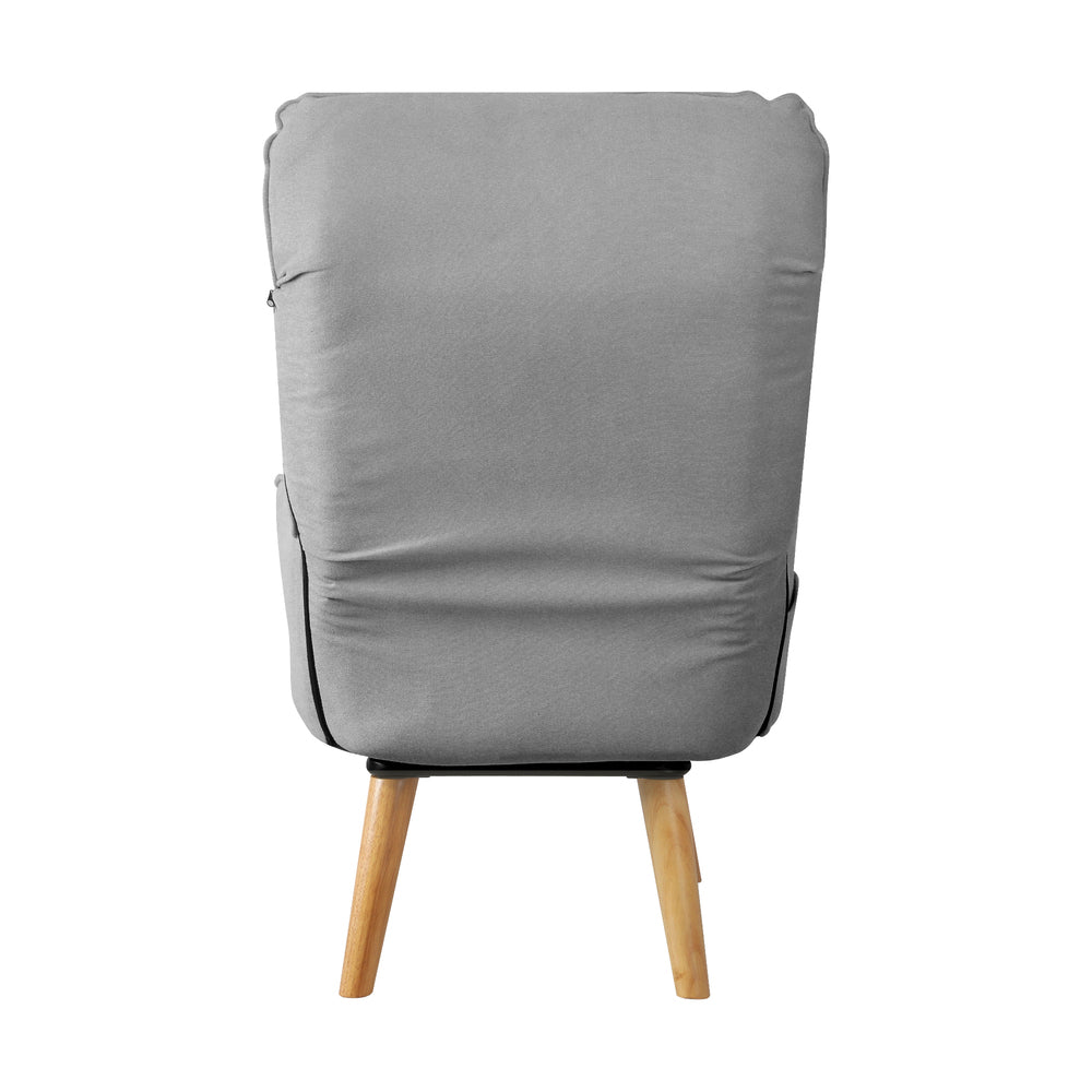 Oikiture Armchair wit Stool, Home Lounge with 360¡ Swivel Seat and 145¡ Recline Grey-Armchairs-PEROZ Accessories