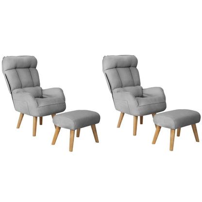 Oikiture 2x 360 Swivel Recliner Armchair Lounge with Stool Grey-Armchair-PEROZ Accessories