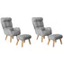Oikiture 2x 360 Swivel Recliner Armchair Lounge with Stool Grey-Armchair-PEROZ Accessories