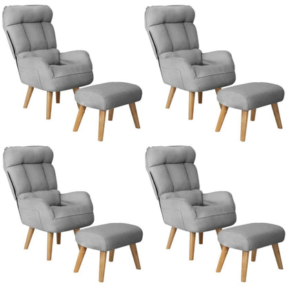 Oikiture 4x 360 Swivel Recliner Armchair Lounge with Stool Grey-Armchair-PEROZ Accessories