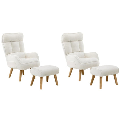 Oikiture 2X 360 Swivel Recliner Armchair Lounge with Stool Sherpa-Armchair-PEROZ Accessories