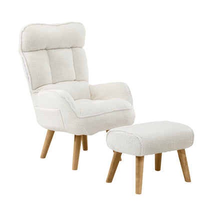 Oikiture 2X 360 Swivel Recliner Armchair Lounge with Stool Sherpa-Armchair-PEROZ Accessories