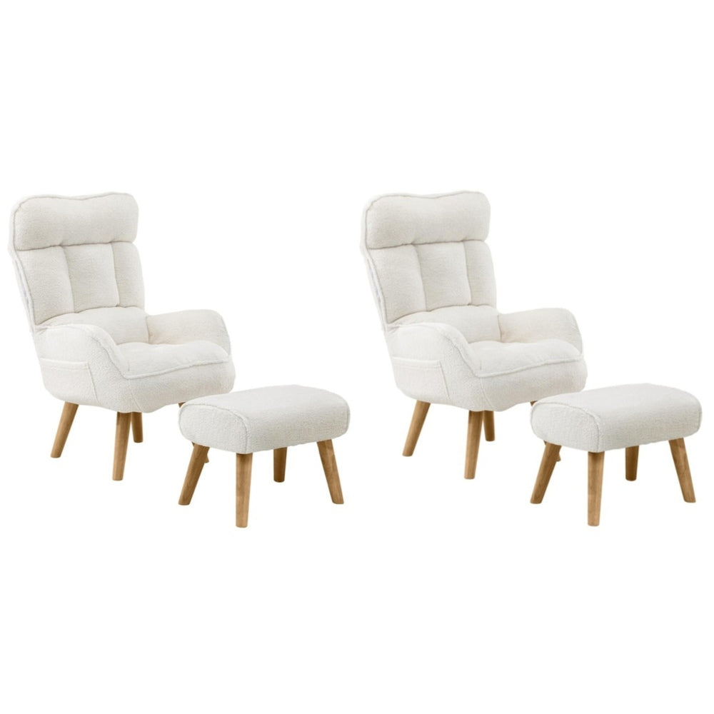 Oikiture 2X 360 Swivel Recliner Armchair Lounge with Stool Sherpa-Armchair-PEROZ Accessories