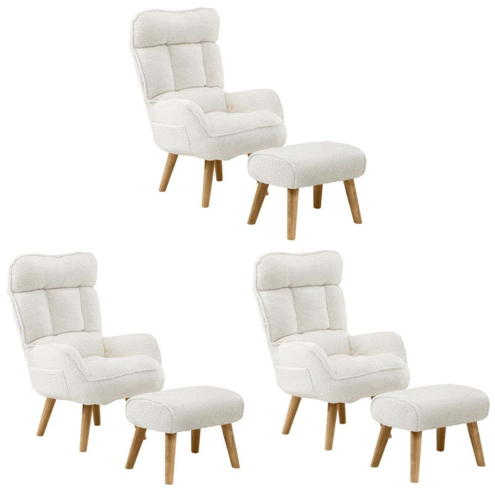 Oikiture 3X 360 Swivel Recliner Armchair Lounge with Stool Sherpa-Armchair-PEROZ Accessories