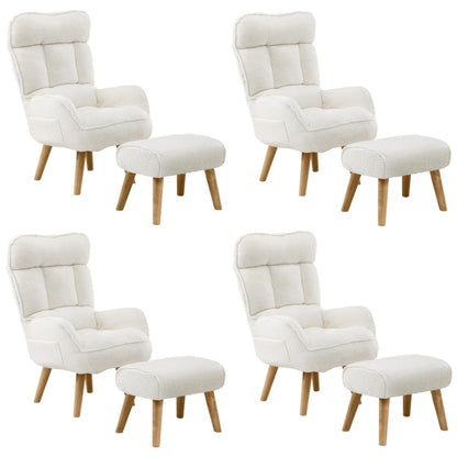 Oikiture 4X 360 Swivel Recliner Armchair Lounge with Stool Sherpa-Armchair-PEROZ Accessories