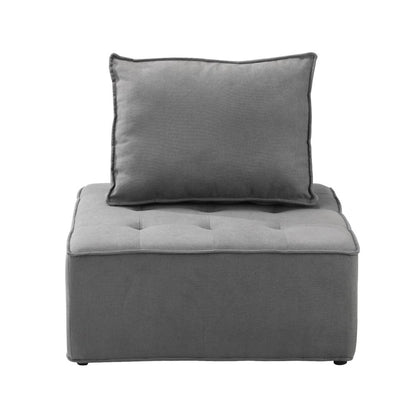 Oikiture Armless Sofa with Adjustable Back Modular Lounge Chair Grey 1PC-Armchair-PEROZ Accessories