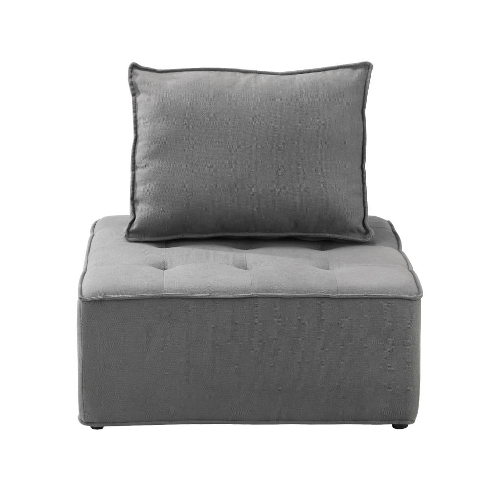Oikiture 2PCS Modular Sofa Lounge Chair Armless Adjustable Back Linen Grey-Armchairs-PEROZ Accessories