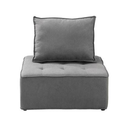 Oikiture 2PCS Modular Sofa Lounge Chair Armless Adjustable Back Linen Grey-Armchairs-PEROZ Accessories