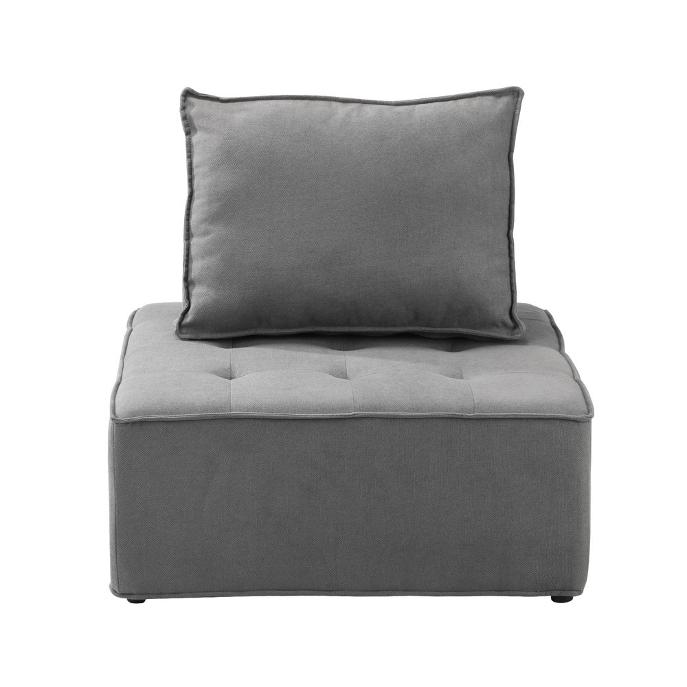Oikiture 2PCS Modular Sofa Lounge Chair Armless Adjustable Back Linen Grey-Armchairs-PEROZ Accessories