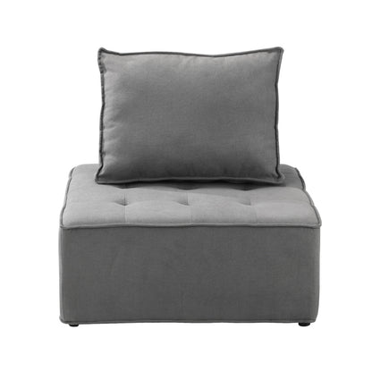 Oikiture 2PCS Modular Sofa Lounge Chair Armless Adjustable Back Linen Grey-Armchairs-PEROZ Accessories