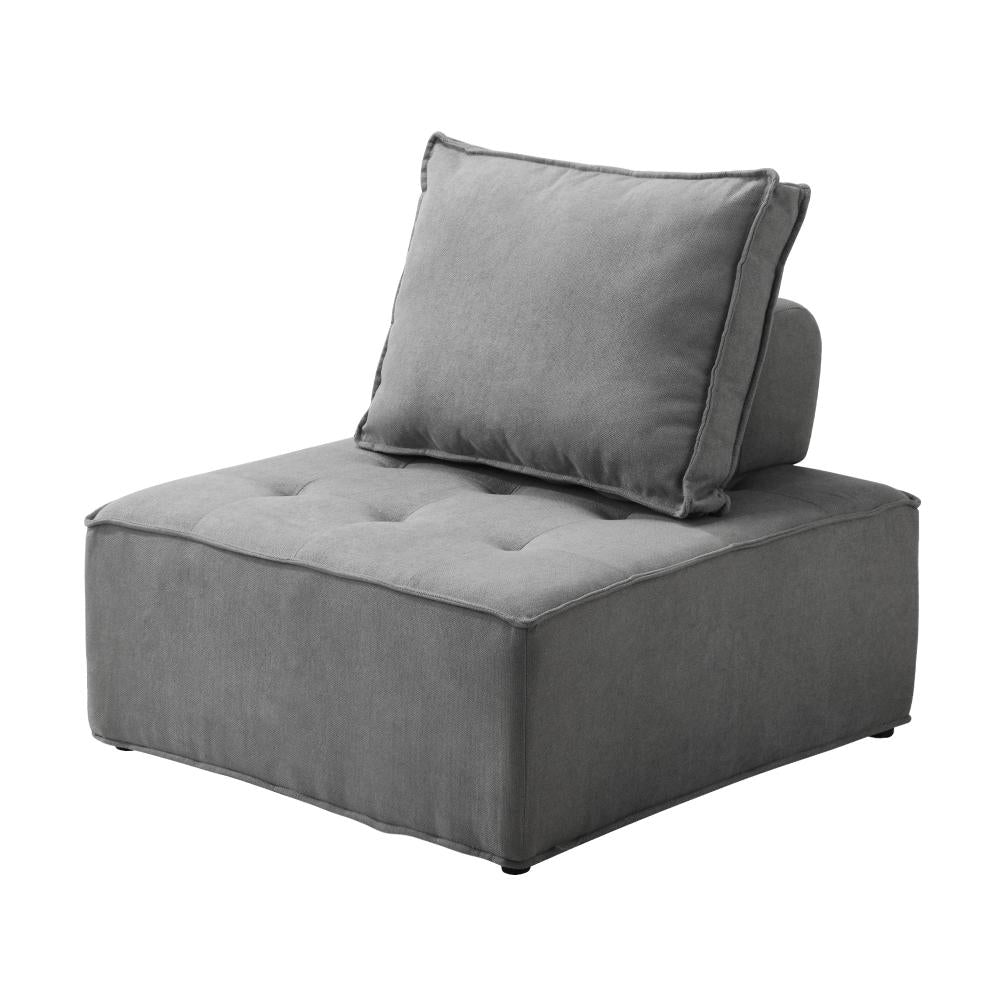 Oikiture 2PCS Modular Sofa Lounge Chair Armless Adjustable Back Linen Grey-Armchairs-PEROZ Accessories