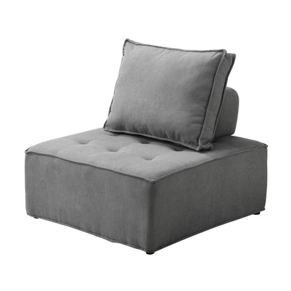Oikiture 2PCS Modular Sofa Lounge Chair Armless Adjustable Back Linen Grey-Armchairs-PEROZ Accessories