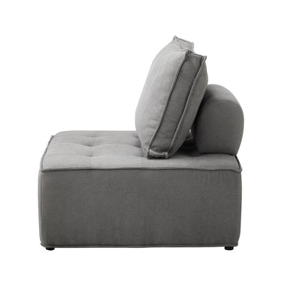 Oikiture 2PCS Modular Sofa Lounge Chair Armless Adjustable Back Linen Grey-Armchairs-PEROZ Accessories