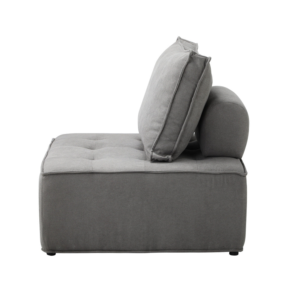 Oikiture 2PCS Modular Sofa Lounge Chair Armless Adjustable Back Linen Grey-Armchairs-PEROZ Accessories