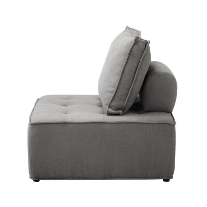 Oikiture 2PCS Modular Sofa Lounge Chair Armless Adjustable Back Linen Grey-Armchairs-PEROZ Accessories