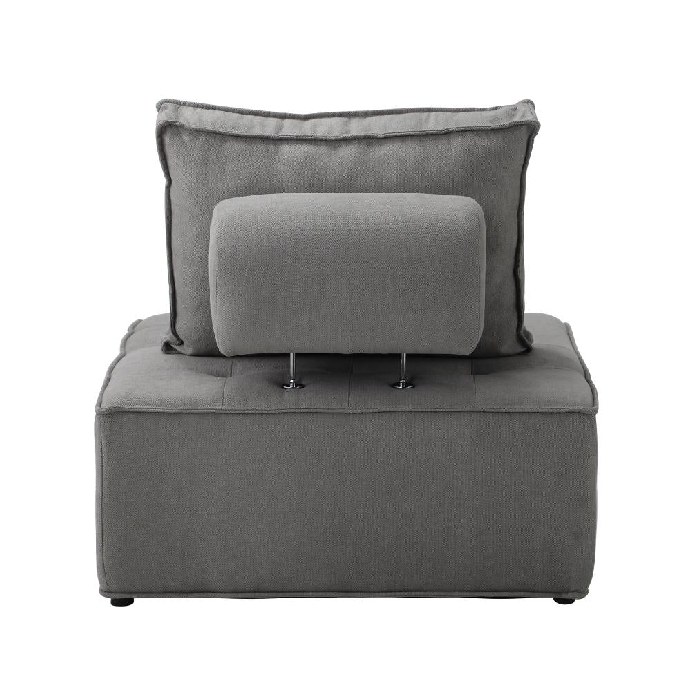 Oikiture 2PCS Modular Sofa Lounge Chair Armless Adjustable Back Linen Grey-Armchairs-PEROZ Accessories