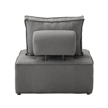 Oikiture 2PCS Modular Sofa Lounge Chair Armless Adjustable Back Linen Grey-Armchairs-PEROZ Accessories