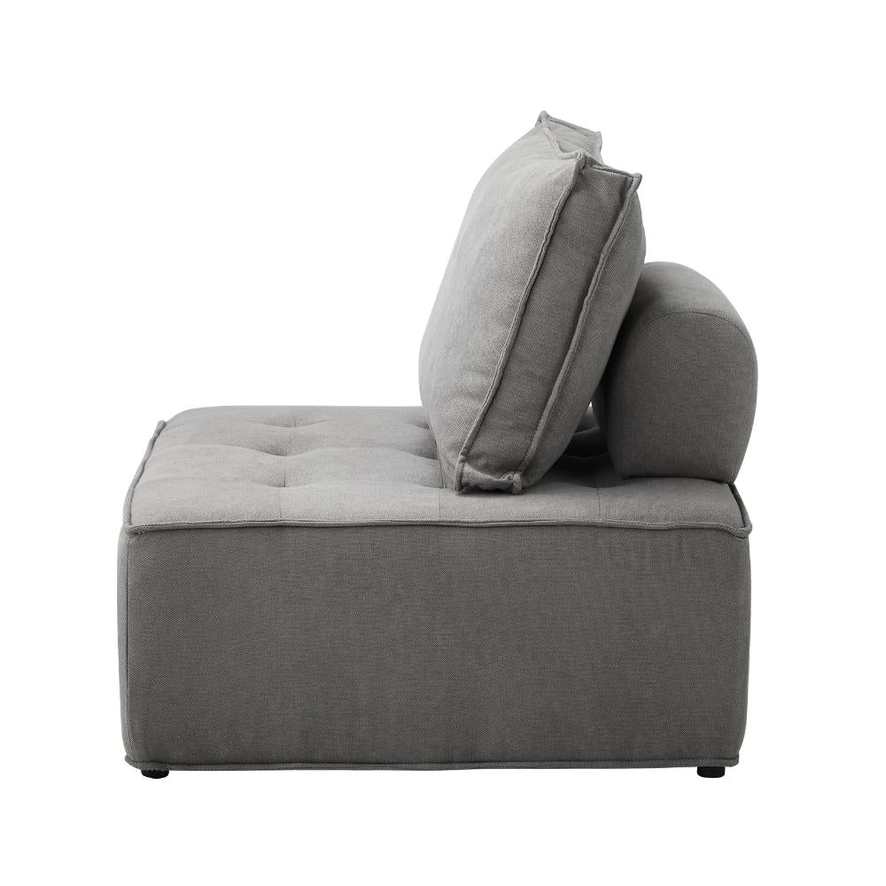Oikiture 4PCS Modular Sofa Lounge Chair Armless Adjustable Back Linen Grey-Armchairs-PEROZ Accessories