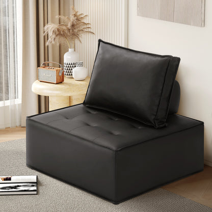Oikiture Pu Leather Sofa Couch Louge Chair Home Furniture Black-Armchairs-PEROZ Accessories