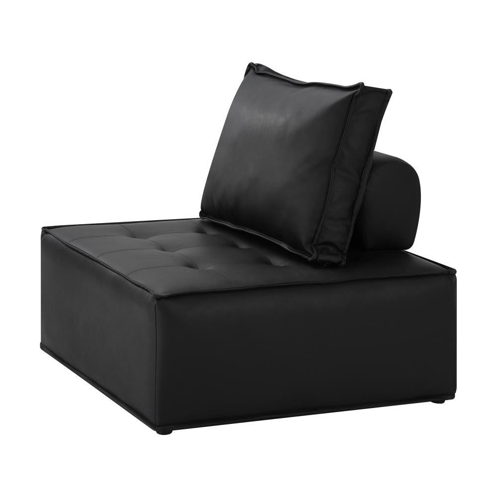 Oikiture Pu Leather Sofa Couch Louge Chair Home Furniture Black-Armchairs-PEROZ Accessories