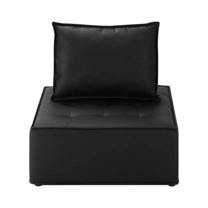 Oikiture 2pcs Pu Leather Sofa Couch Louge Chair Home Furniture Black-Armchairs-PEROZ Accessories