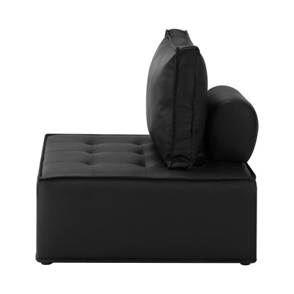 Oikiture 2pcs Pu Leather Sofa Couch Louge Chair Home Furniture Black-Armchairs-PEROZ Accessories