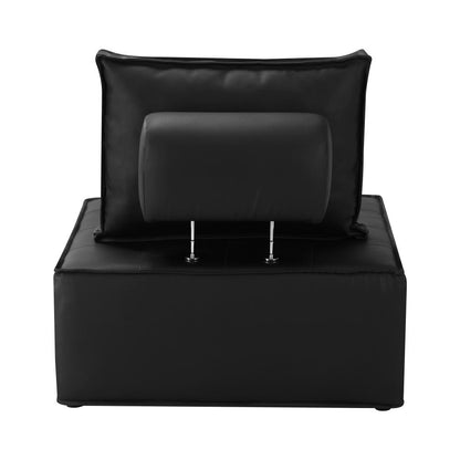 Oikiture 2pcs Pu Leather Sofa Couch Louge Chair Home Furniture Black-Armchairs-PEROZ Accessories