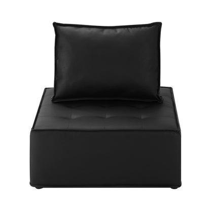 Oikiture 3pcs Pu Leather Sofa Couch Louge Chair Home Furniture Black-Armchairs-PEROZ Accessories