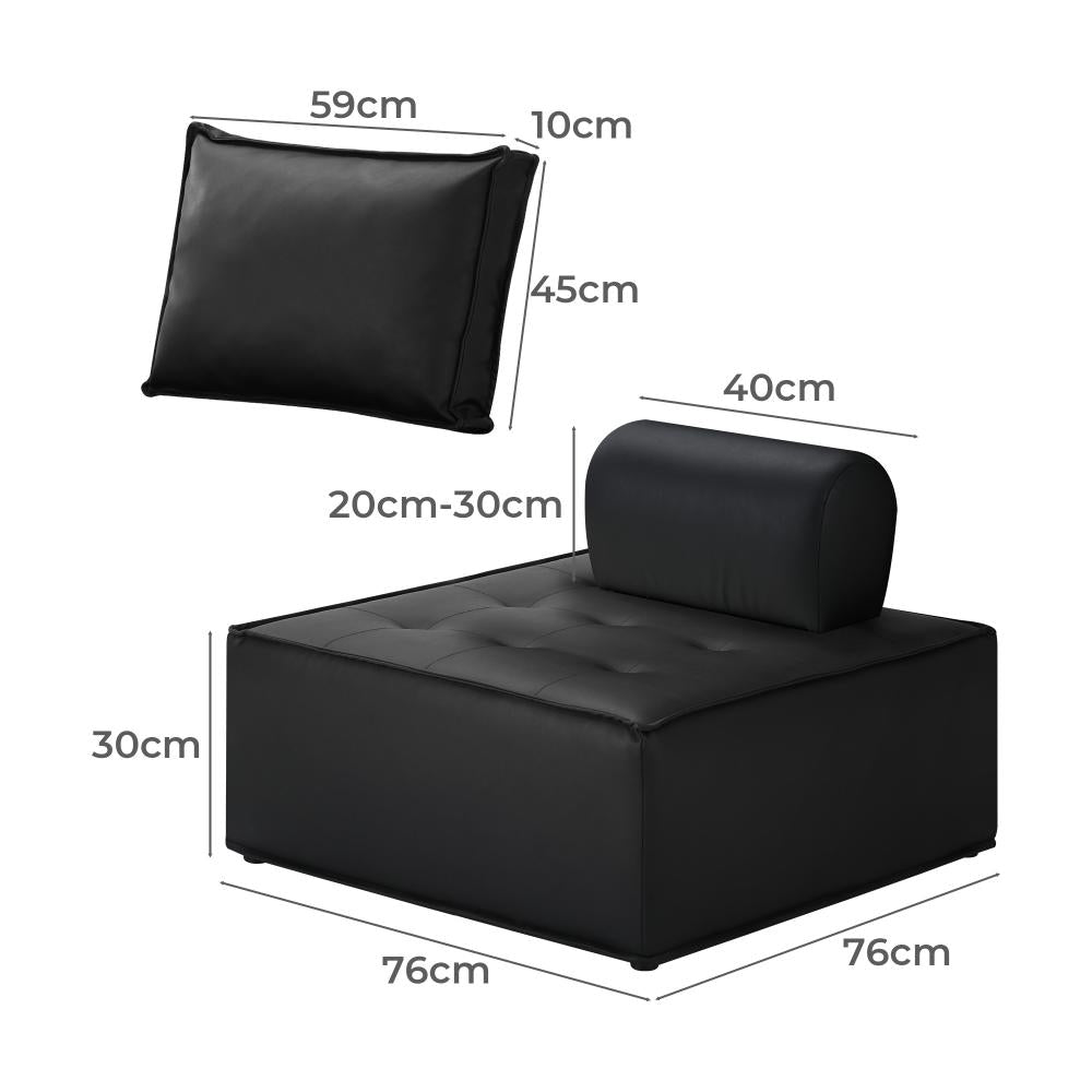 Oikiture 3pcs Pu Leather Sofa Couch Louge Chair Home Furniture Black-Armchairs-PEROZ Accessories