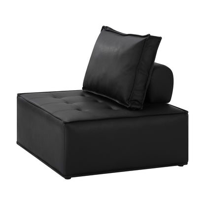 Oikiture 3pcs Pu Leather Sofa Couch Louge Chair Home Furniture Black-Armchairs-PEROZ Accessories