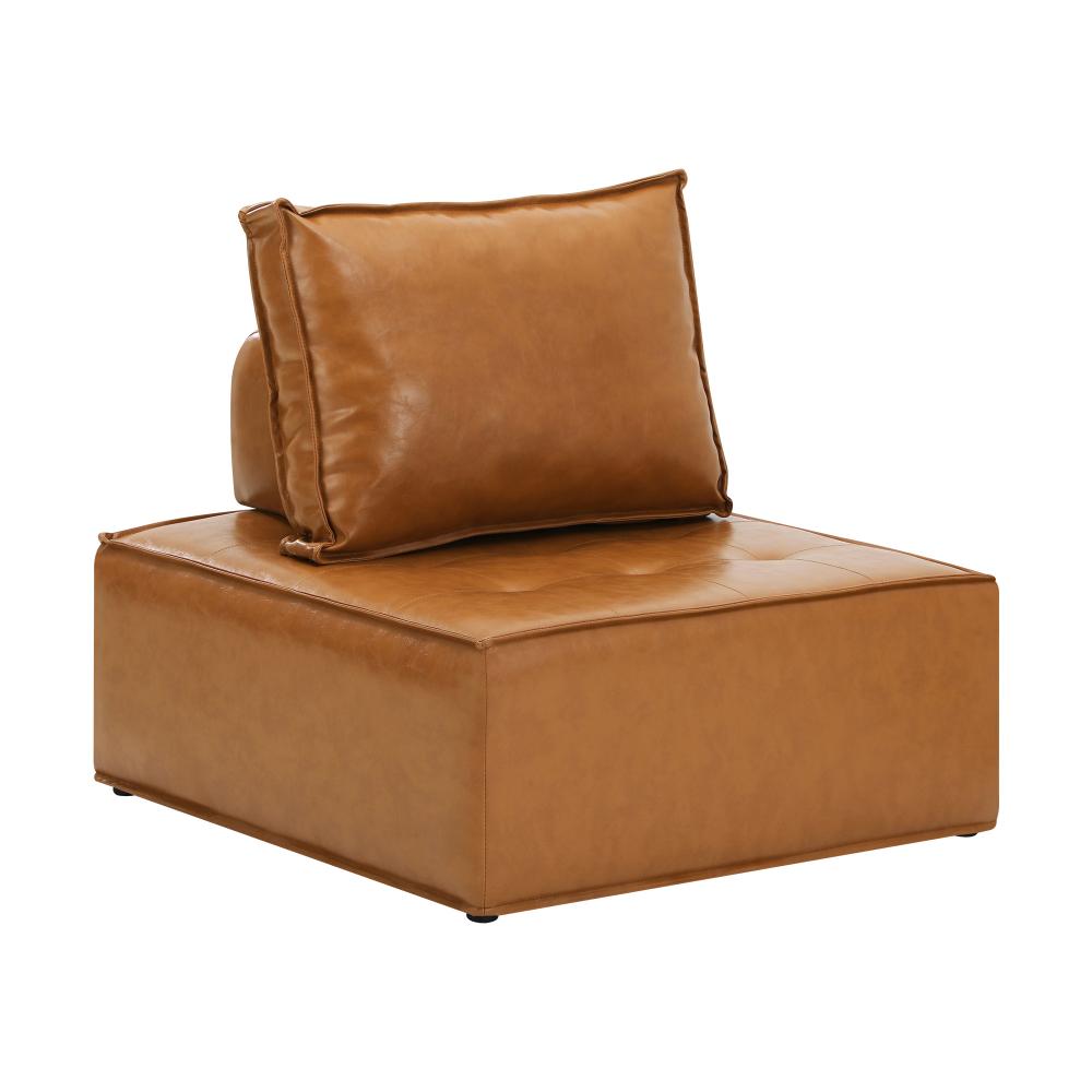 Oikiture Pu Leather Sofa Couch Brown-Armchairs-PEROZ Accessories