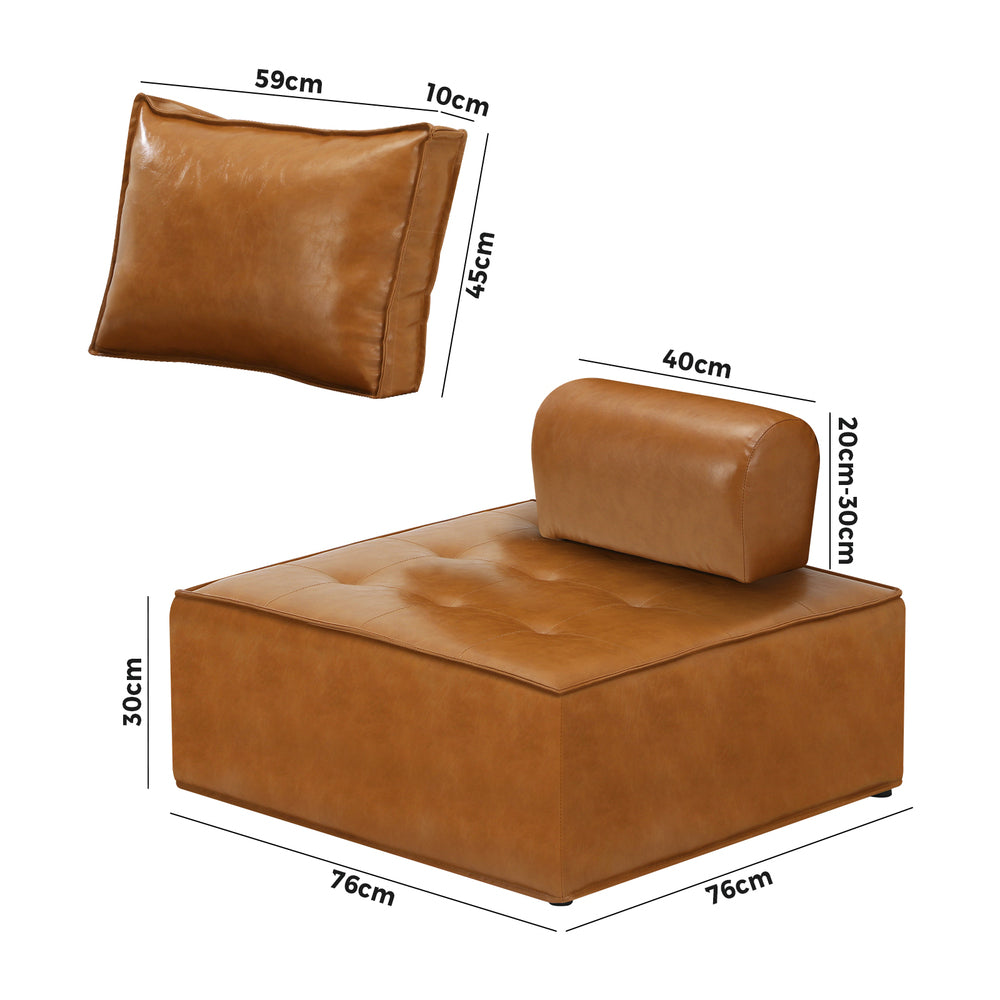 Oikiture Pu Leather Sofa Couch Brown-Armchairs-PEROZ Accessories
