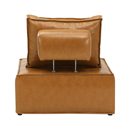 Oikiture 2pcs Pu Leather Sofa Couch Louge Chair Home Furniture Brown-Armchairs-PEROZ Accessories