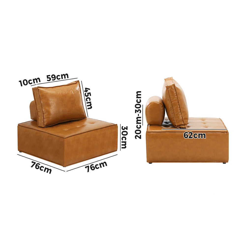 Oikiture 3pcs Pu Leather Sofa Couch Louge Chair Home Furniture Brown-Armchairs-PEROZ Accessories