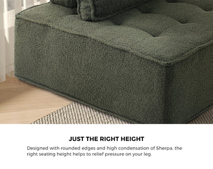 Oikiture 1PC Modular Sofa Lounge Chair Armless Sherpa Green-Armchair-PEROZ Accessories