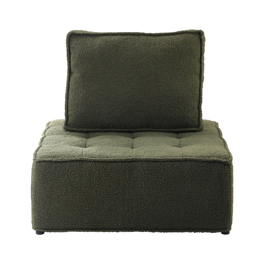 Oikiture 2PCS Modular Sofa Lounge Chair Armless Sherpa Green-Armchair-PEROZ Accessories