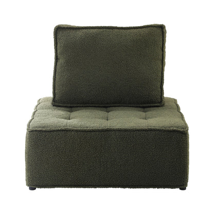 Oikiture 2PCS Modular Sofa Lounge Chair Armless Sherpa Green-Armchair-PEROZ Accessories